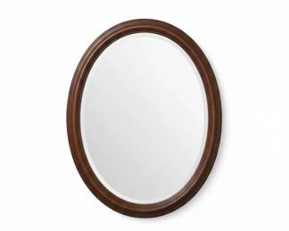 Vintage Oval Mahogany Beveled Wall Mirror