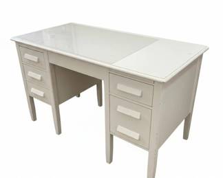 Vintage White Metal Tanker Desk
