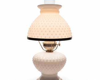 Vintage Milk Glass Hobnail Gone With The Wind Style Table Lamp