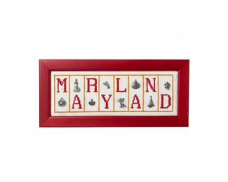Maryland Themed Cross Stitch Sampler with Pewter Charms