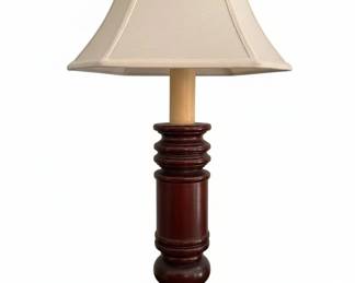 Vintage Turned Wood Candlestick Table Lamp with Brass Base