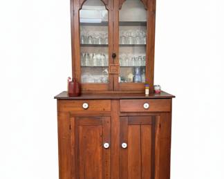 Antique Pine Stepback Hutch