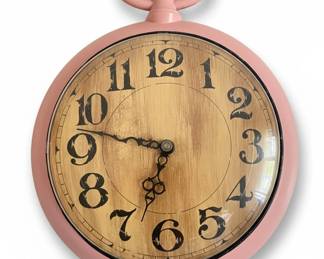 Vintage Pink Spartus Pocket Watch Style Wall Clock