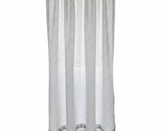 Vintage Blue and White Lace Valance with Geometric Pattern