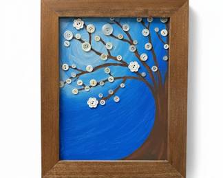 Handmade Button Tree Canvas Art