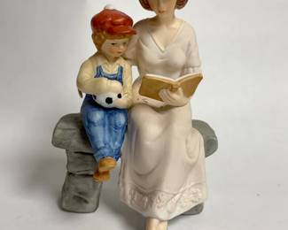 Vintage 1991 Paul Sebastian (Meico, Inc.) fine porcelain figurine titled "Story Time" or "Mother Reading to Son".
