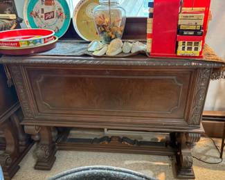 Vintage drop-front console chest, popular fron the 1920s to 1940s.
