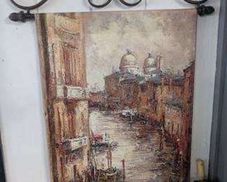 Venetian Canal Scene Oil Painting