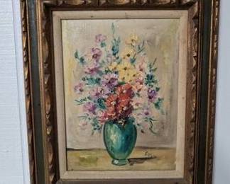 Floral Still Life Oil Painting, Signed