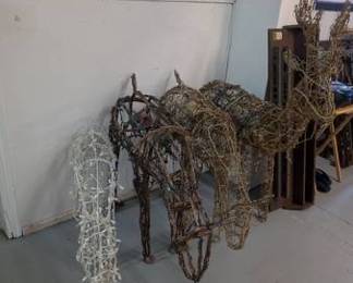Lighted Rattan-Style Christmas Reindeer Family