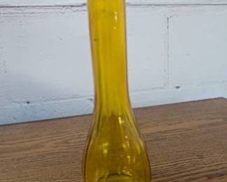 Mid-Century Yellow Glass Bud Vase