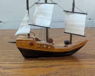 Vintage Wooden Model Ship