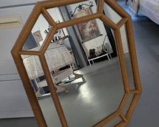 Mid-Century Hollywood Regency Faux Bamboo Octagonal Mirror
