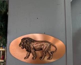 Vintage Copper Lion Wall Plaque by John Louw