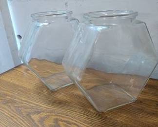 Vintage Hexagonal Glass Canisters