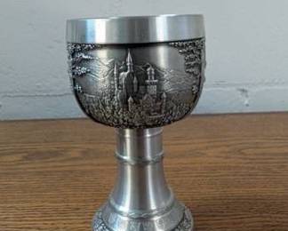 German Pewter Chalice with Castle Scene
