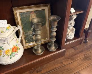 WEATHERED METAL CANDLESTICKS