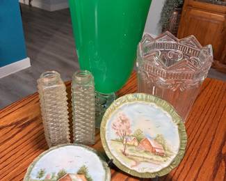 PAINTED CERAMIC PLATES….MIKASA PARTHENON VASE