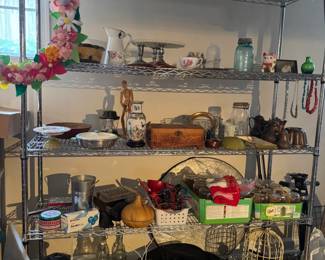 Assortment of vintage items including Halloween items.