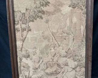 OM216RVintage Belgian Woven Tapestry In Wood Frame