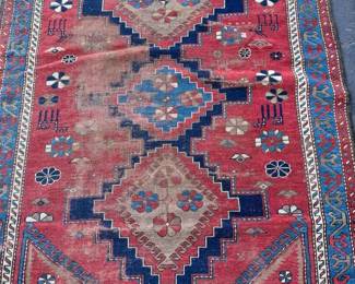 OM476Vintage HandKnotted Geometric Tribal Rug
