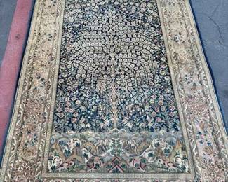OM479Vintage Hand Knotted Persian Kerman Tree Of Life Area Rug