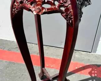 OM455Vintage Rosewood Carved Plant Stand Pedestal Table