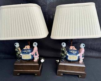 OM422Pair Of Vintage Federick Cooper Style Chinoiserie Table Lamps