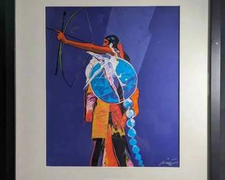 OM497John Nieto Signed Serigraph Kiowa Archer