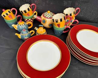 OM410Vintage Debbie Mum Sakura Ceramic Tea Set Fits And Floyd Renaissance Dinner Plates