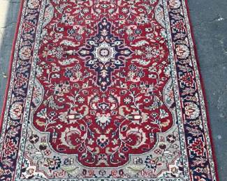 OM477Vintage Persian Kashan Hand Knotted Wool Rug