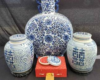 OM417Large Vintage Chinese Ceramic Flask And More