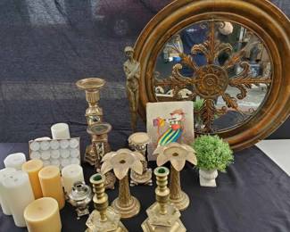 OM407Candlesticks, Candles, And Mirror