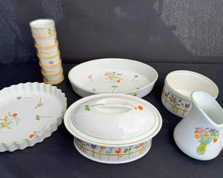 OM424Pillivuyt France Fleurs Et Rubans Porcelain Dinnerware