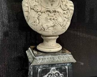 OM416Cast Stone Augustus Caesar Bust with Pedestal Stand