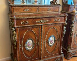 As-Is French Louis XV-Style Bronze-Mounted Cabinet w/ Porcelain Plaques 20th c. - Price per One