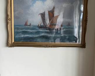 Framed “Harbour scene" Painting by F.C. Hines