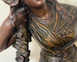 Antique French Figure of a Maiden Signed "Auguste Moreau" — Late 19th/Early 20th Century 