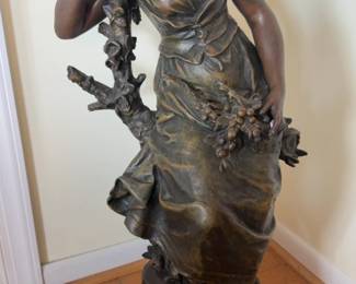 Antique French Figure of a Maiden Signed "Auguste Moreau" — Late 19th/Early 20th Century 
