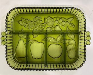 Vintage Avacado green fruit dish