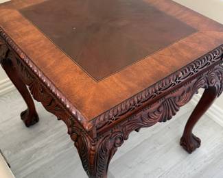 Square classic chippendale revival style table (set of two)