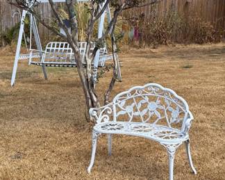 Wrought iron bench & swing