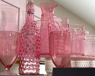 Plastic Pink Cups & Pitchers