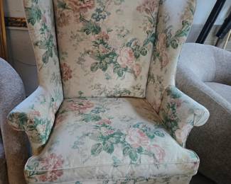 Floral wing chair