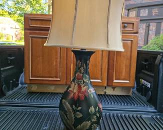 Painted pottery lamp