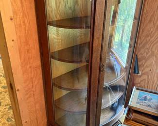 Antique Curved Glass Curio Cabinet