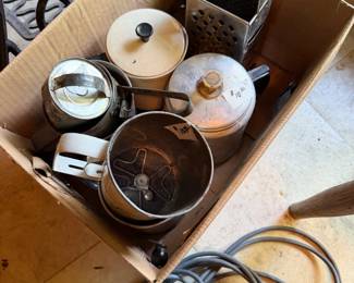 Misc. Vintage Kitchen Items and Stove Coffee Percolators