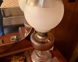 Antique Glass Kerosene Oil Lamp