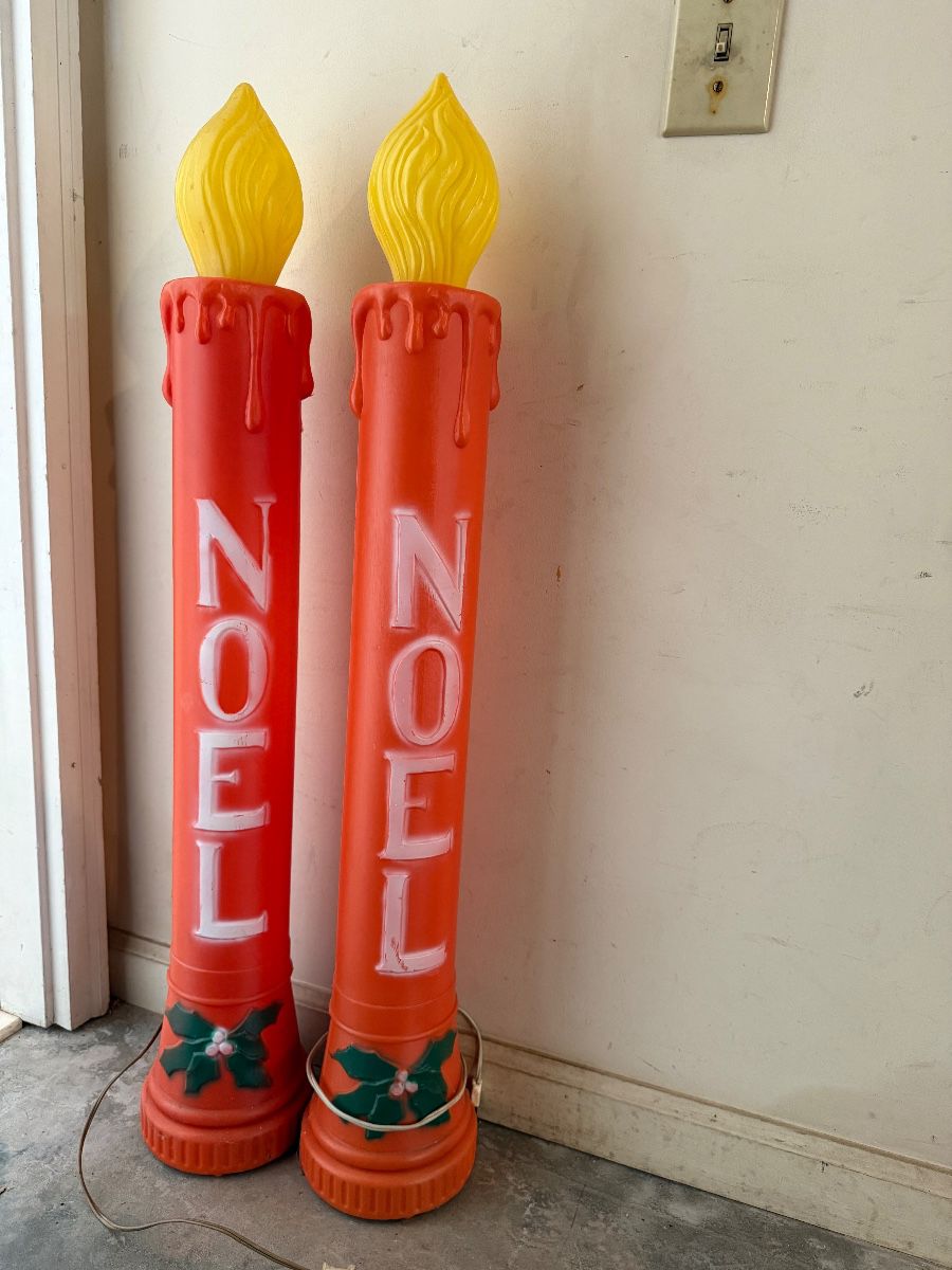 Pair Vintage Noel Candle Blow Molds