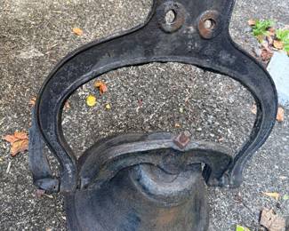 Antique cast-iron Dinner/farm, school, or church bell w/original mounting yoke